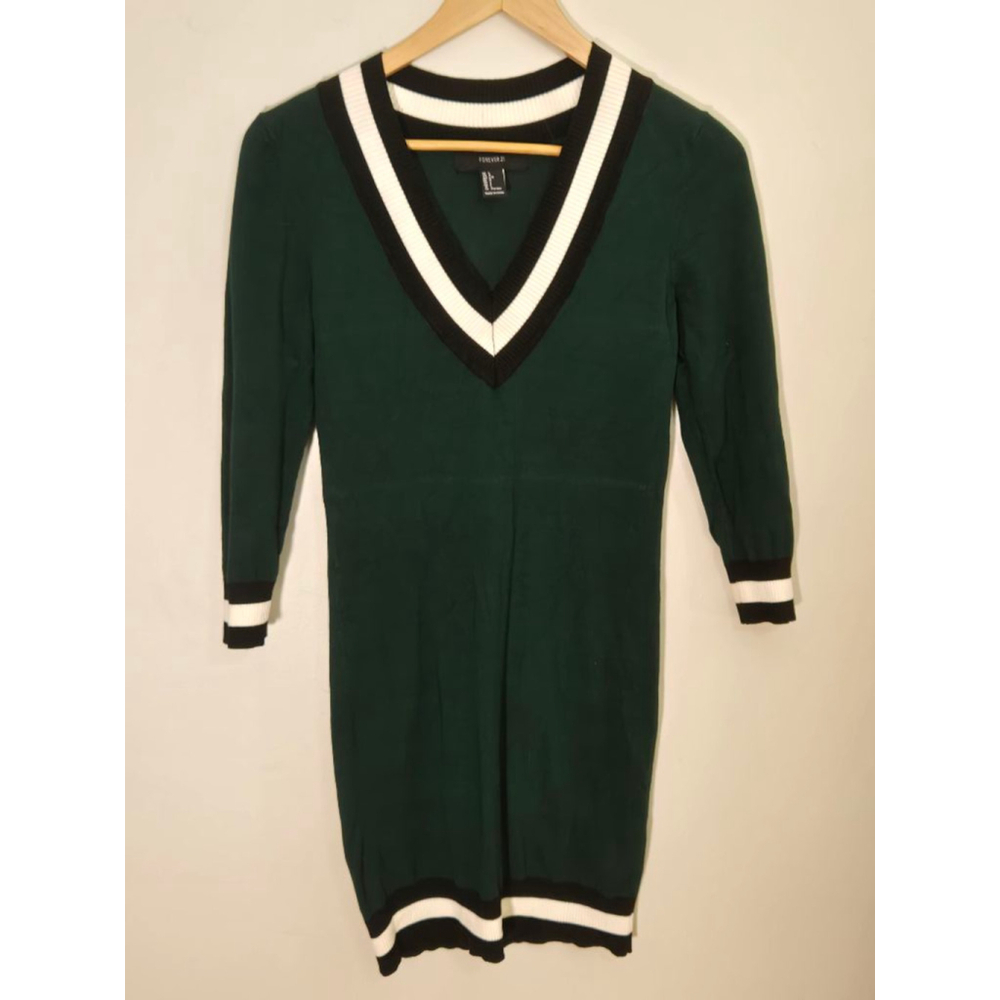 Forever 21 Preppy Bodycon Sweater Dress, large (fits TINY), Green